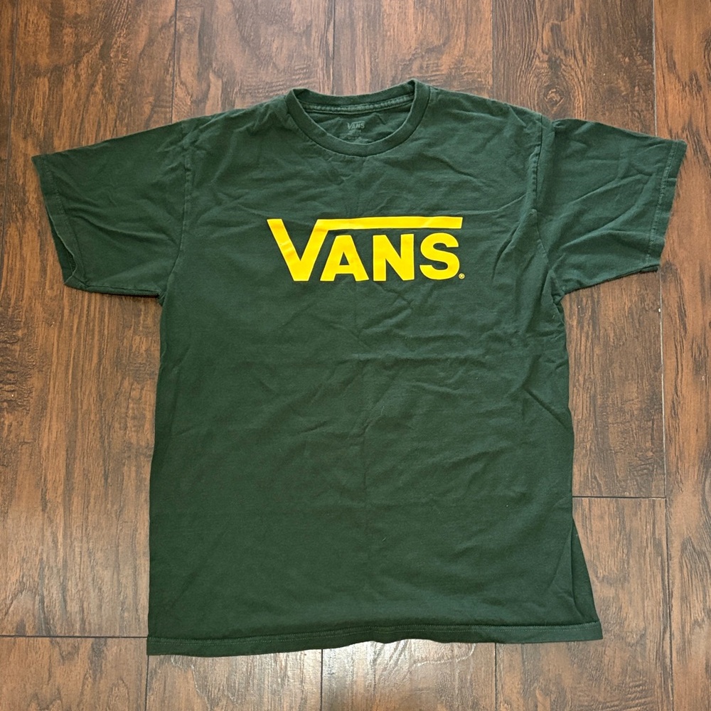 Vans Dark Green Tee with Yellow Logo M